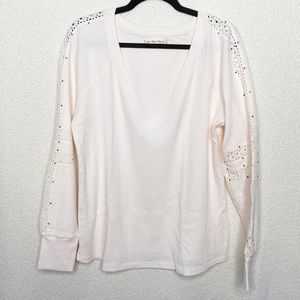 {We the Free} textured eyelet long sleeve top